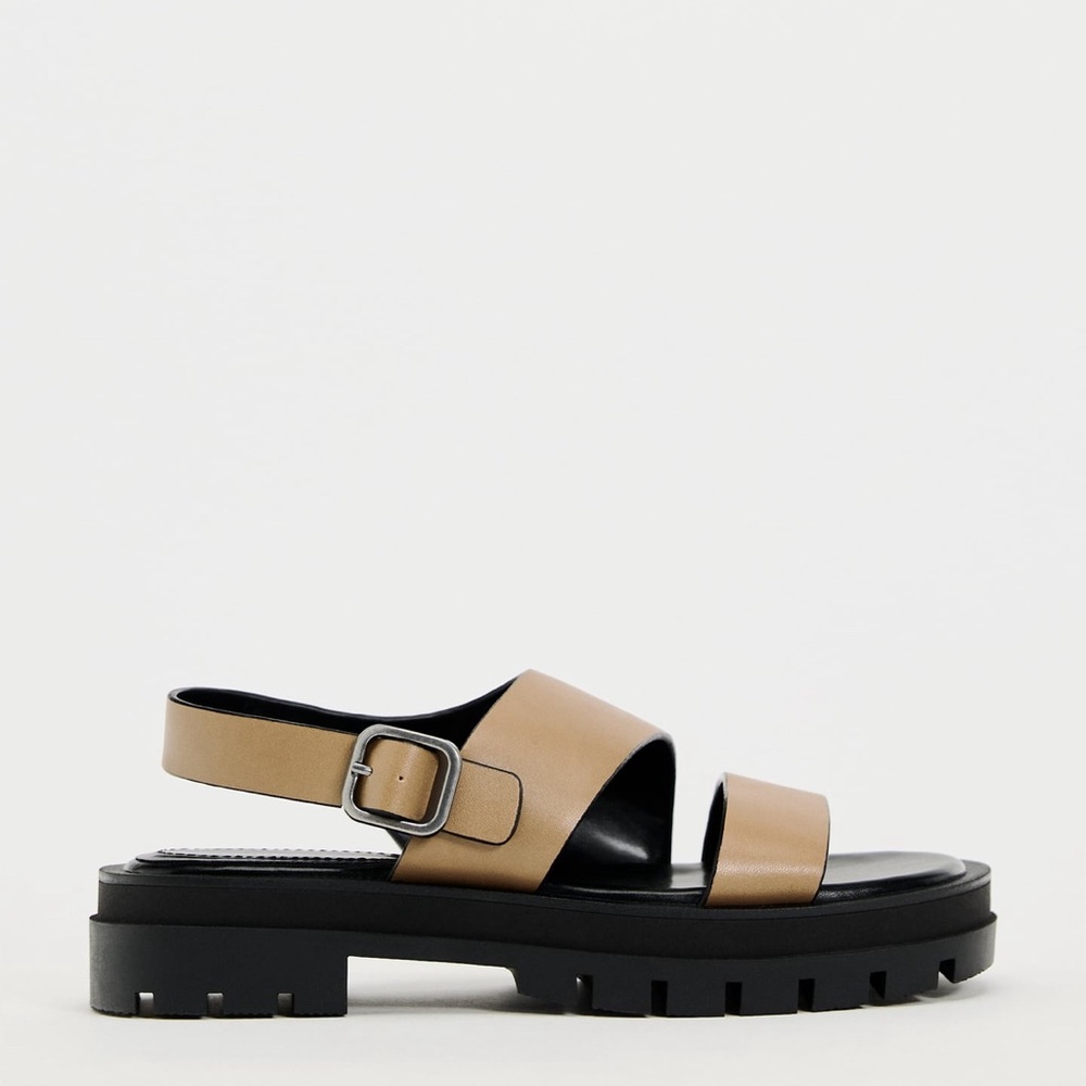 Zara Asymmetrical leather sandal